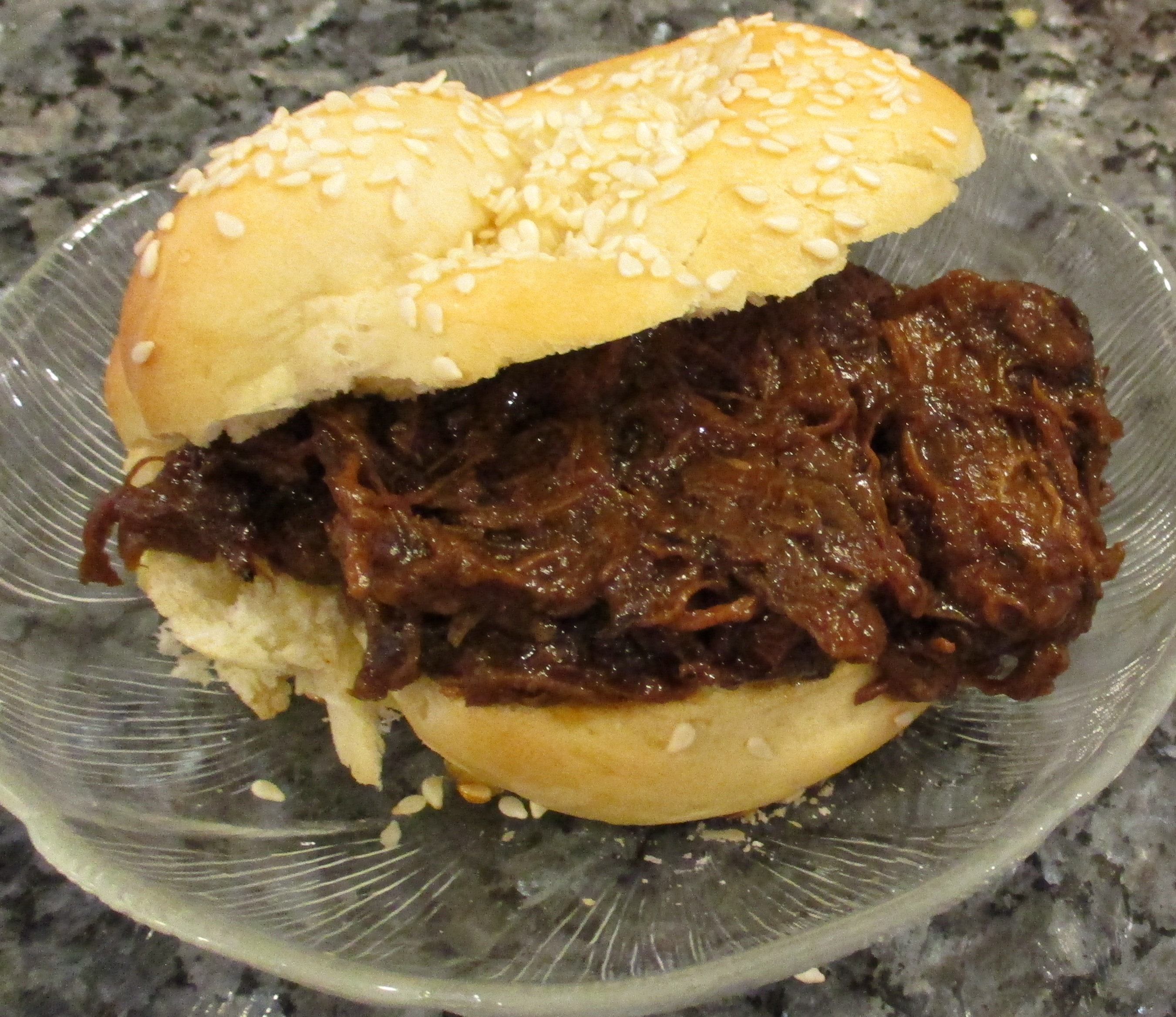 IP Shredded Beef with Caramelized Onion Sandwiches